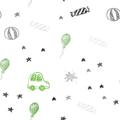 Light Green vector seamless texture in birthday style.