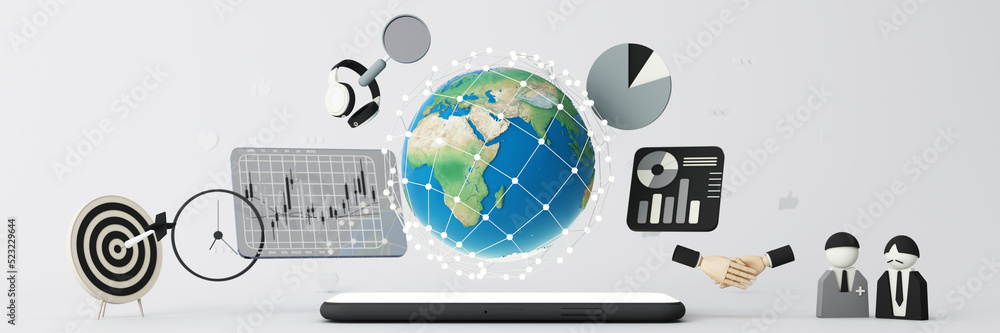 Aufkleber businessman using mobile smart phone. business global internet connection application technology and