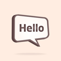 Hello. Banner, speech bubble, poster and sticker concept with text. 