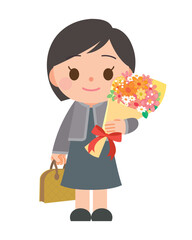 花束を持った女性