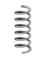 Metal spring. Spiral shape.  icon of swirl line or curved wire cord, shock absorber or equipment part. Repair spare part or flexible supplement