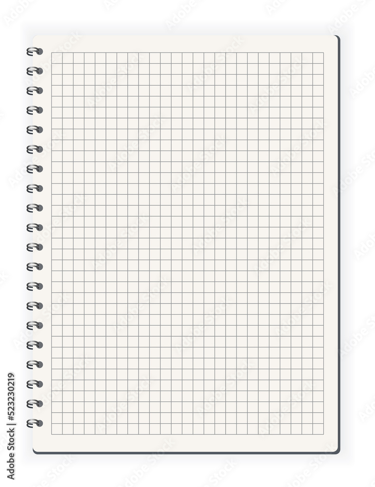 Poster notebook ined. sketchbook blank page. notepad isolated mockup. blank mock up with shadow. art design