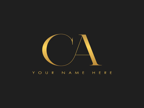 creative golden luxury CA, AC initial elegant letter monogram logo vector template