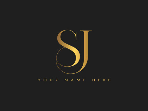 creative golden luxury SJ, JS initial elegant letter monogram logo vector template