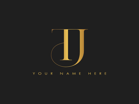 creative golden luxury TJ, JT initial elegant letter monogram logo vector template