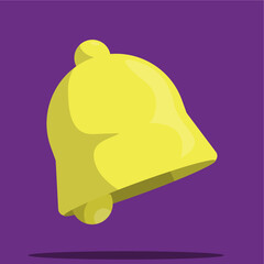 yellow bell rings icon on purple background vector illustration