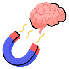 Modern flat sticker icon of creative brain