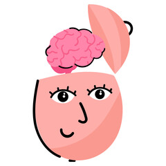 Modern flat sticker icon of creative brain