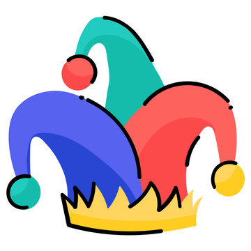 Clown hat sticker deigned in doodle style