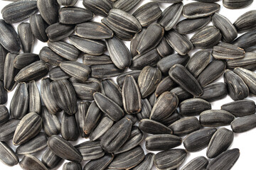 Seeds, sunflower seeds on a white background.
