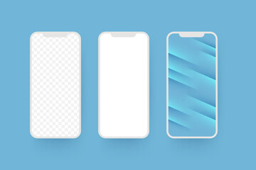 white phone on blue background vector