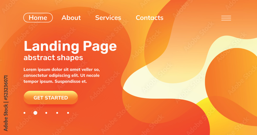 Poster abstract orange gradient landing page. pattern with liquid color waves, fluid geometric lines, moder