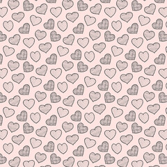 Seamless pattern with black and white hearts. Stock vector illustration.