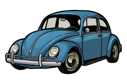 Classic Blue car - vector illustration