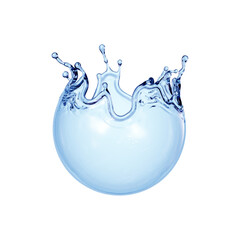 3d render, blue wave, water wavy splash clip art isolated on transparent background. Natural splashing liquid sphere shape - obrazy, fototapety, plakaty