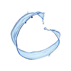 3d render, blue wave, water wavy splash clip art isolated on transparent background. Natural...