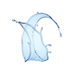 3d render, blue wave, water wavy splash clip art isolated on transparent background. Natural...
