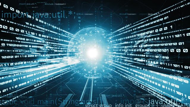 Software development, application programming code and tacit computer coding . Concept of smart digital transformation and technology disruption that changes global trends in new information era .