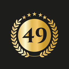 49 Years Anniversary Celebration Icon Vector Logo Design Template With Golden Concept
