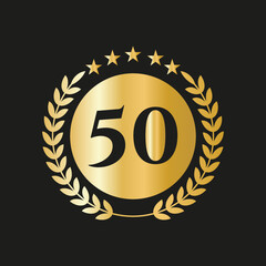 50th Years Anniversary Celebration Icon Vector Logo Design Template With Golden Concept