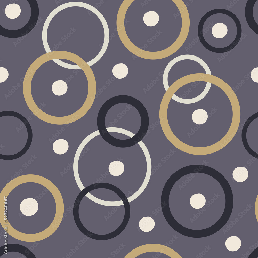 Poster circles seamless pattern in abstract style vector illustration.seamless background with chaotic circ