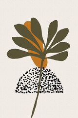 Abstract Green Leaf Pattern Wall Art. Posters and Prints Nordic Murals Art Print.