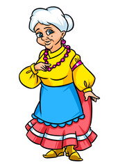 grandma fancy dress old lady cartoon illustration