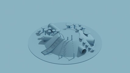 3d rendering playground isolated blue isometric 