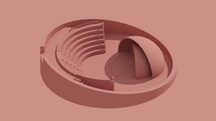 3d rendering amphitheater isolated red isometric  - obrazy, fototapety, plakaty