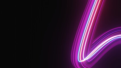 Abstract colorful neon glowing light background. Speed light illuminated. Florescent on the dark scene. Curvy moving line shape. 3D render.