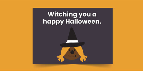 Witching you a happy Halloween - Hand drawn design halloween card