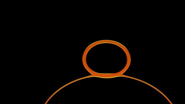 A graphic looping animation video with a transparent background alpha channel that weaves an orange ring as it transforms.