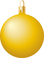 Golden Christmas Ball. Vector yellow glossy Christmas ball isolated on transparent background