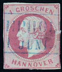 Sello postal de Alemania, Hannover, 1 Groschen; circa de 1870