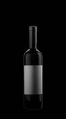 Bottle with wine isolated on black background