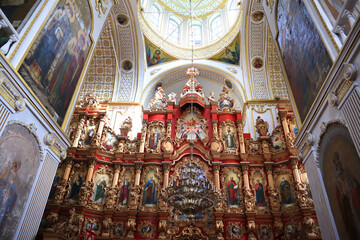 Fototapeta na wymiar Altar of Mgarsky Spaso-Preobrazhensky Monastery in Poltava region, Ukraine