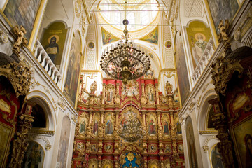 Fototapeta na wymiar Altar of Mgarsky Spaso-Preobrazhensky Monastery in Poltava region, Ukraine 