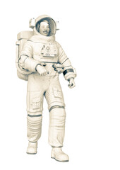 astronaut just walking in a white background