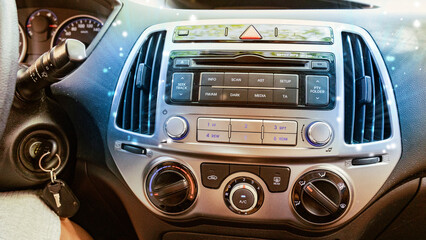 Fototapeta premium Car air conditioner. Vehicle vent interior for cold automobile cool. Auto climate condition. Ac ventilation system.