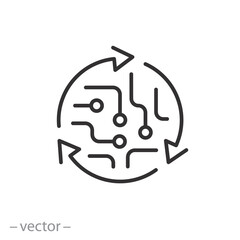 industrial future icon, digital transformation, ai technology, vector illustration