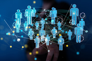 Abstract network of physical devices on the Internet using a network connection with statistics...