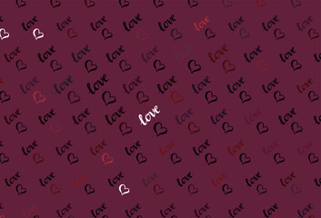 Dark Red vector backdrop with sweet hearts.