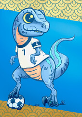 dino futbol mundial © PabloIlustrado