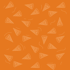 Seamless pattern with pizza; The minimalist background with food