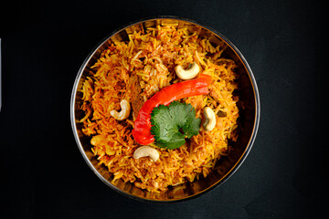fried rice, indian cuisine. top view