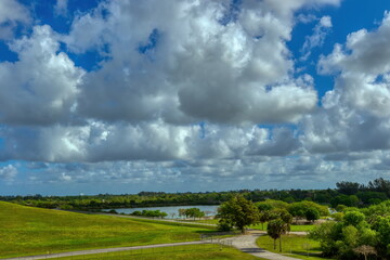 Puffy White Clouds with Blue Sky