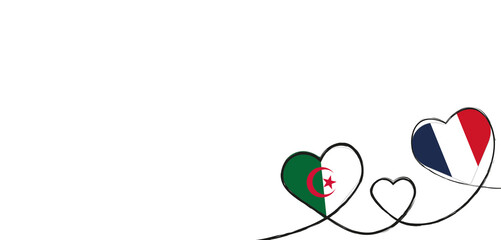 Drei Herzen mit der Fahne von Frankreich und Algerien