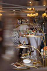 a stand for various snacks at the event. catering on holiday