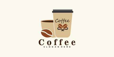coffee shop logo premium quality whit creative concept