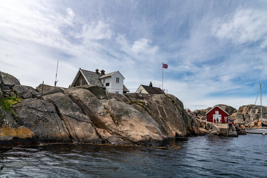 Leuchtturm Svenner Fyr vor Larvik, Norwegen